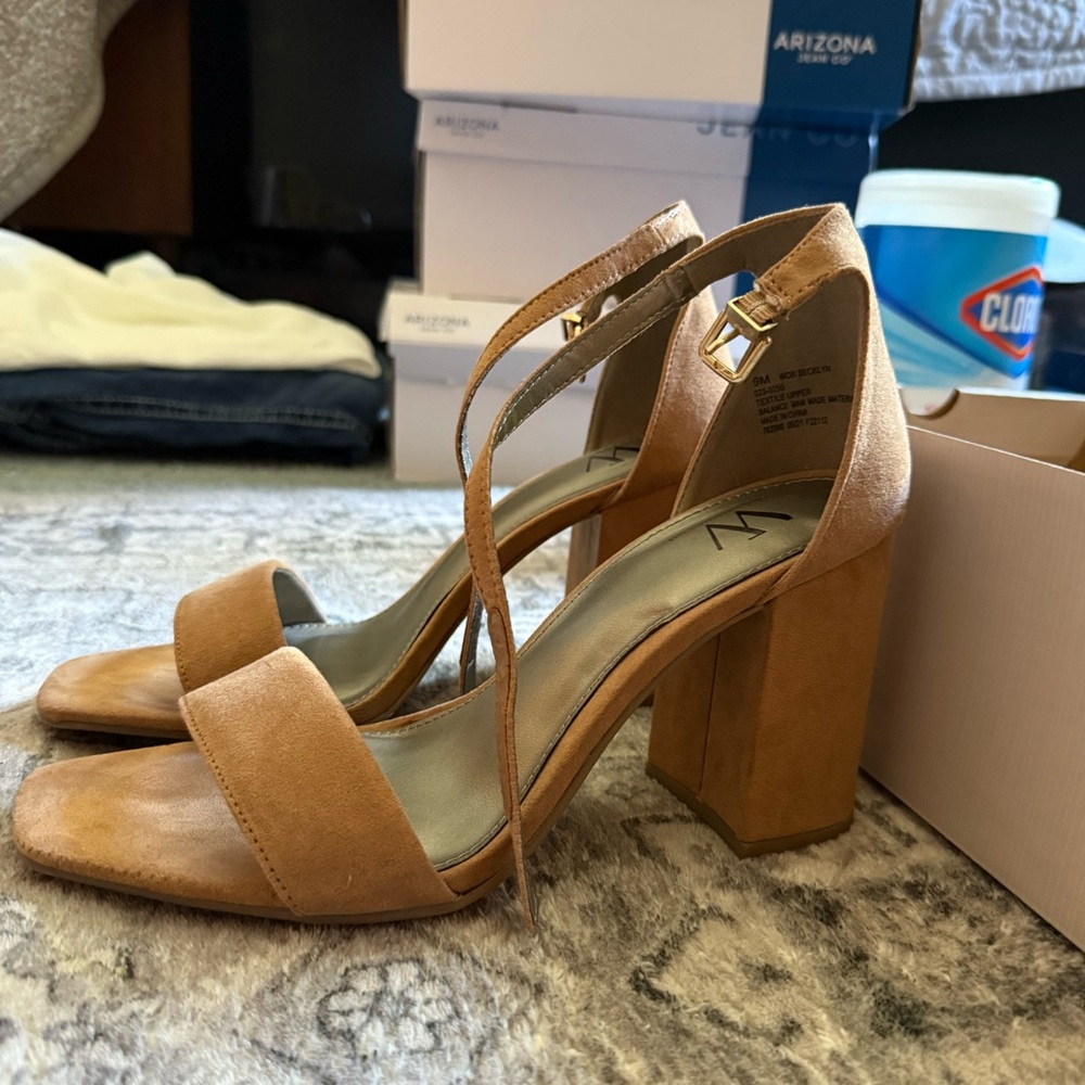 Tan Block Heel Sandals